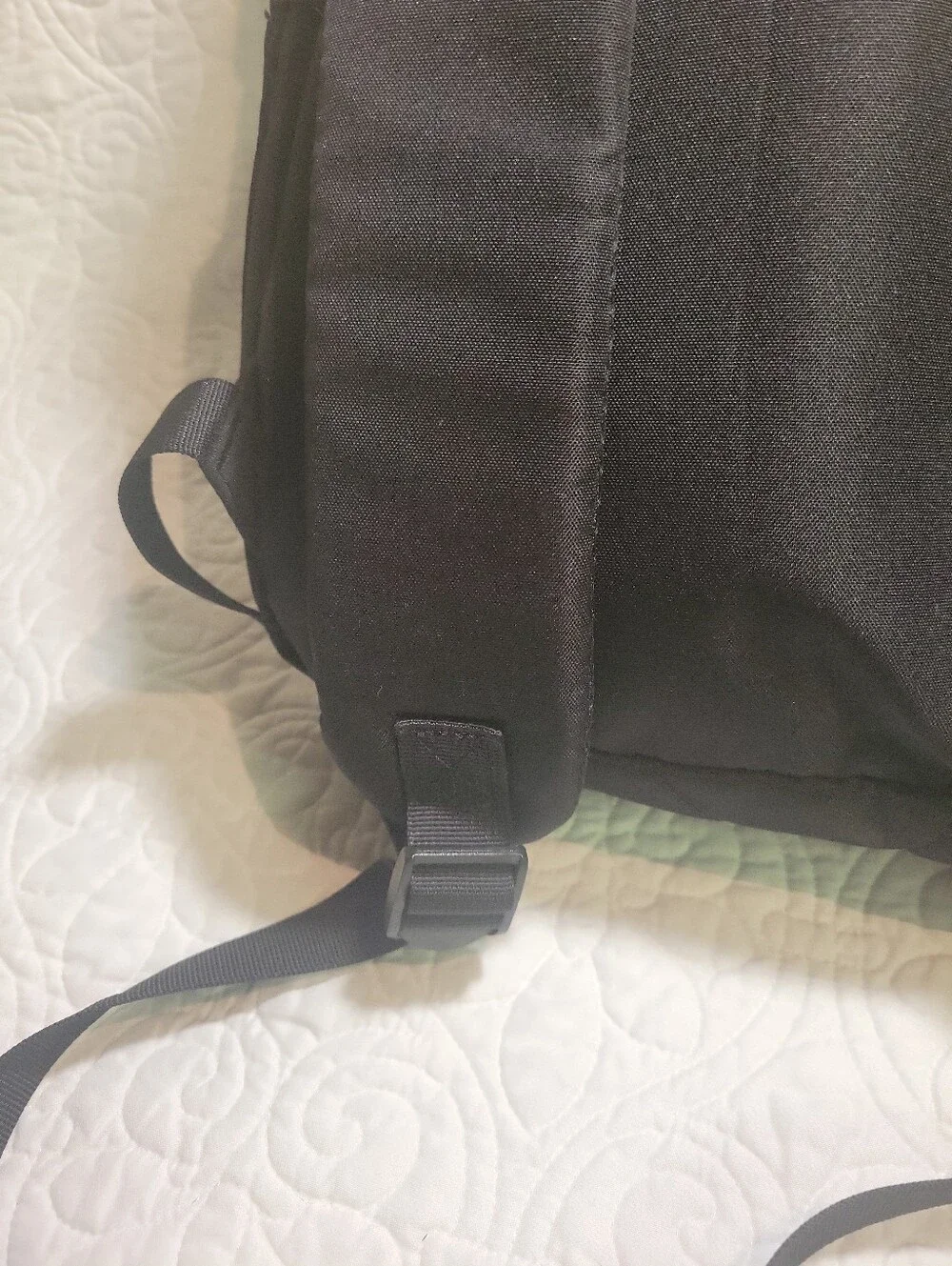 Black Quilted Backpack with Tan Accents